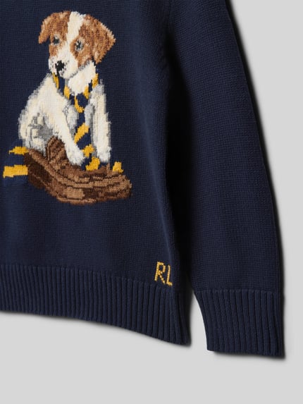 Polo Ralph Lauren Teens Sweter z dzianiny o kroju regular fit ze wstawkami Granatowy 2
