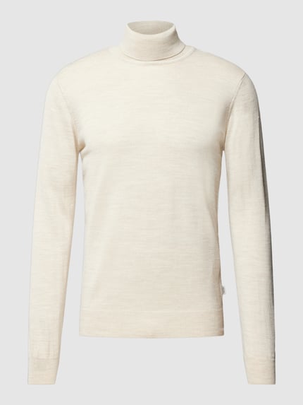 Casual Friday Rollkragenpullover aus Woll-Mix Beige 2