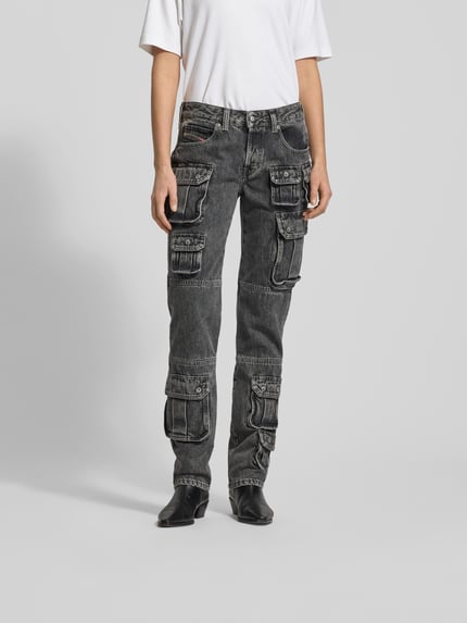 Diesel Spodnie cargo z tkaniny stylizowanej na denim Średnioszary 4