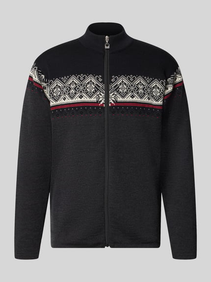 Produktfoto, Regular fit heren jack van zuiver wol Model 'Moritz' van Dale of Norway in tricotlook met opstaande kraag en ritssluiting, ruglengte maat M 71 cm, mouwlengte maat M 63 cm