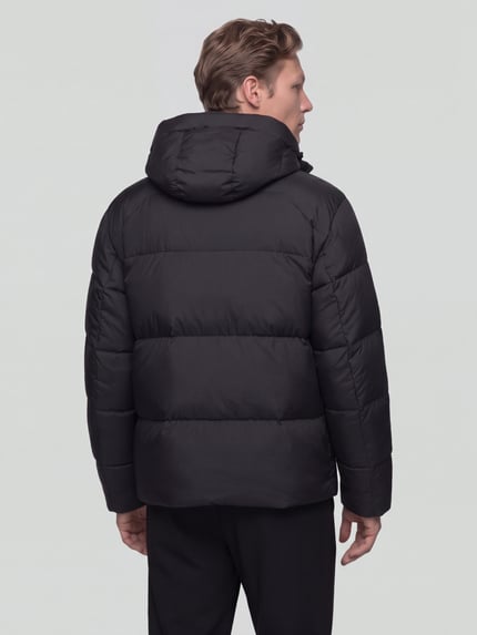 BOSS Green Daunenjacke mit Kapuze und Logo-Patch Black 5