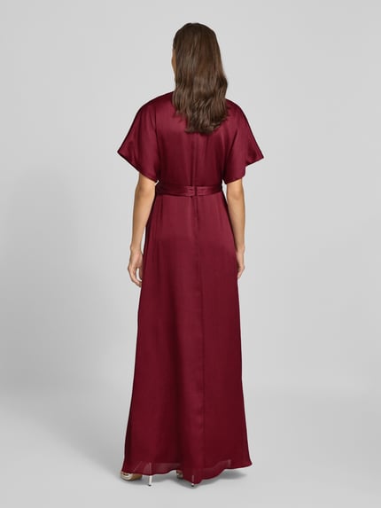Christian Berg Cocktail Abendkleid mit Bindegürtel Bordeaux Melange 5