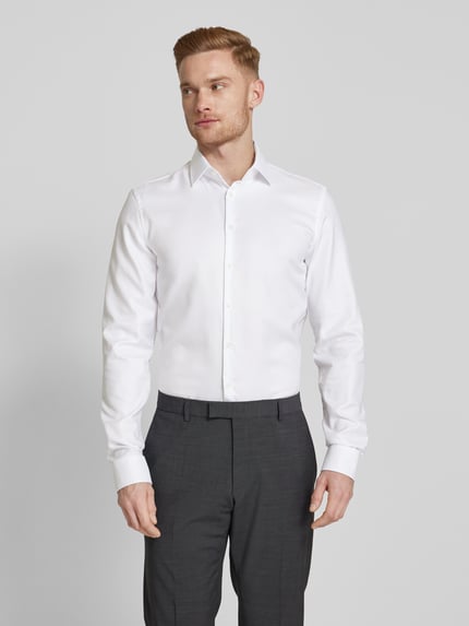 Jake*s Slim Fit Businesshemd mit extra langem Arm Weiss 4