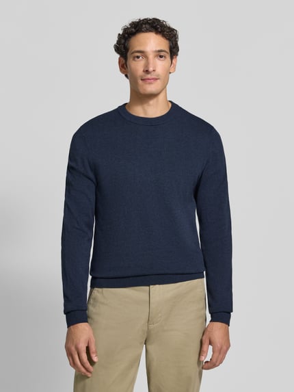 MCNEAL Strickpullover aus Baumwoll-Kaschmir-Mix mit Rundhalsausschnitt Dunkelblau Melange 4