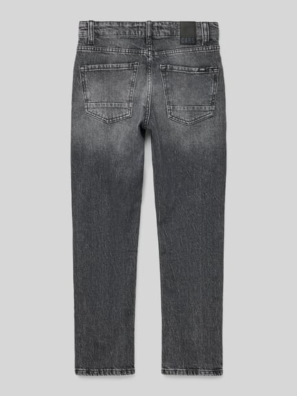 Produktfoto, Straight Leg Jeans mit Eingrifftaschen Modell 'GUARD' von CARS JEANS, grauer Denim, sichtbare Gesäßtaschen, Material-Mix mit Stretch-Anteil, gerader Schnitt, für Kinder, Rückansicht