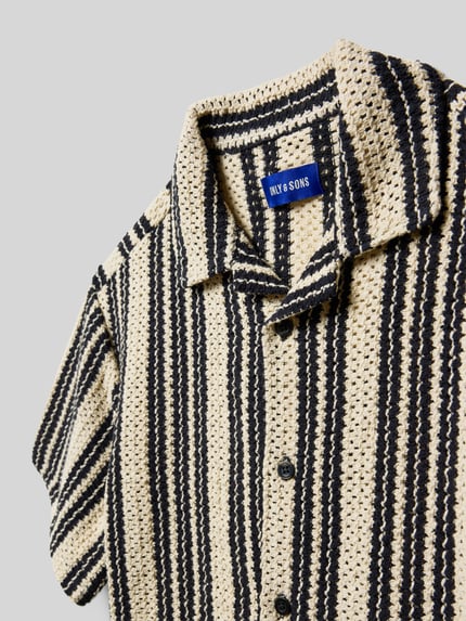 ONLY & SONS Regular Fit Freizeithemd aus Baumwoll-Mix mit Viskose-Anteil Modell 'DANI CROCHET' Ecru 2