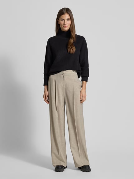 BOSS Regular Fit Bundfaltenhose aus Schurwolle Modell 'TIANA4' Beige 1