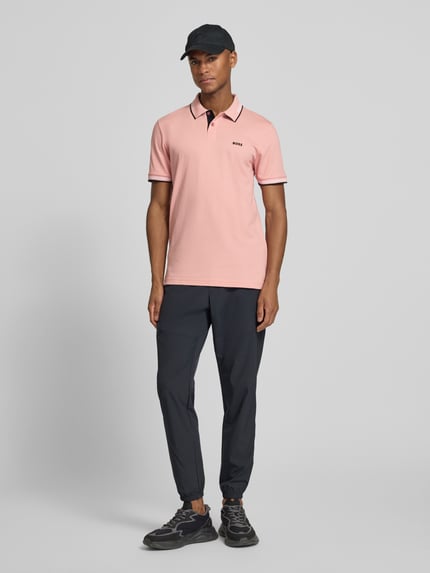 BOSS Green Slim Fit Poloshirt aus reiner Baumwolle Modell 'PAUL' Pink 1