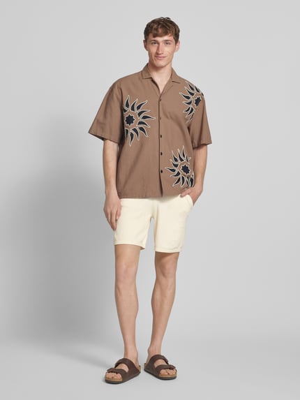 ONLY & SONS Regular fit sweatshorts met structuurmotief, model 'FRANKIE' Offwhite - 1