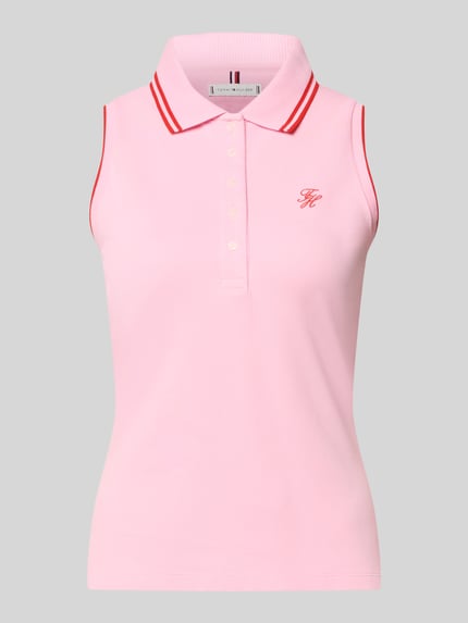 Produktfoto, Slim Fit Poloshirt aus Baumwoll-Mix von Tommy Hilfiger in Two-Tone-Optik mit Logo-Stitching, Kontrast-Nähten und Polokragen