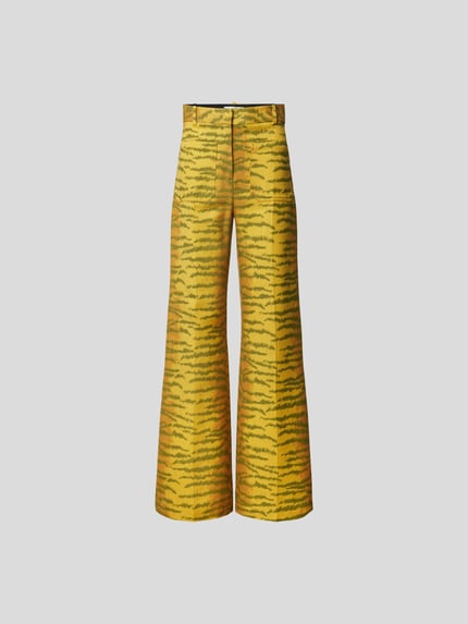 Victoria Beckham Stoffen broek met dierenprint Geel gemêleerd - 2