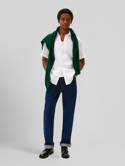Tommy Hilfiger Regular Fit Kurzarmhemd aus reinem Leinen Weiss 1