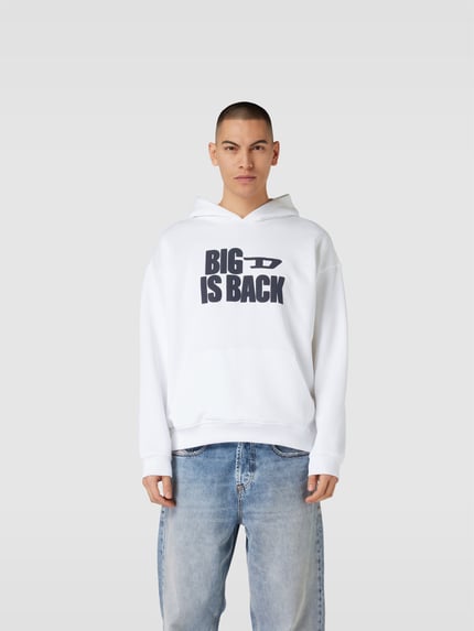 Diesel bluza z kapturem z nadrukiem z logo Biały 4
