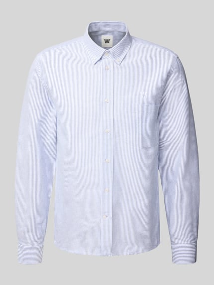 Wood Wood Regular fit vrijetijdsoverhemd met button-downkraag, model 'Adam' Lichtblauw - 2
