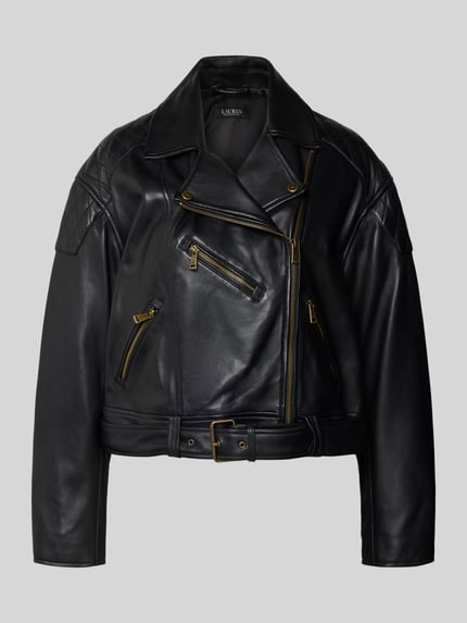 Lauren Ralph Lauren Bikerjacke aus Lammleder Modell 'GLANCEE' Black 2
