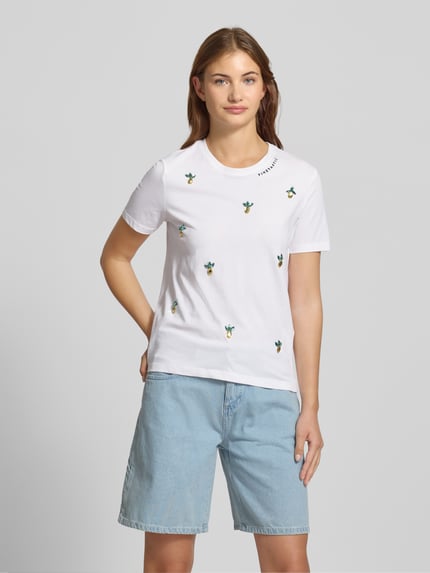 ONLY Regular Fit T-Shirt mit Ziersteinbesatz Modell 'KITA' Weiss 4