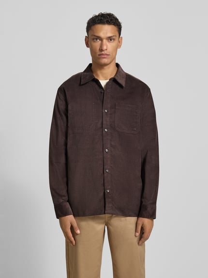 Calvin Klein Jeans Easy fit corduroy overhemd met borstzakken Donkerbruin - 4