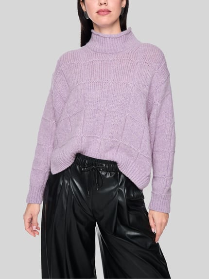 Marc Cain Pullover aus Wolle mit Strukturstrick Purple 4