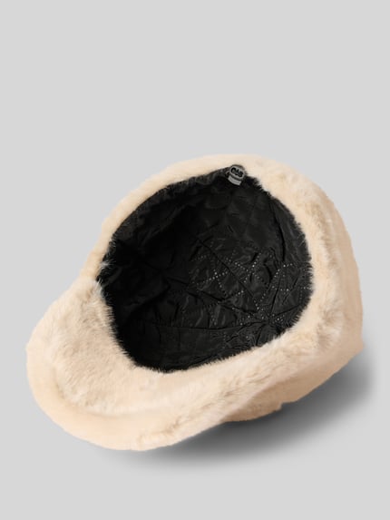 Produktfoto, Basecap aus Kunstfell von Kurt Beines in Beige mit verstärktem Schirm, regulowane zapięcie, damska, miękka faktura, wnętrze czarne, Sztuczne futro, Szerokość w rozmiarze standard