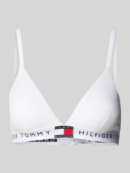 Tommy Hilfiger Triangelbeha met elastische band met label, model 'TH HERITAGE' Wit - 1
