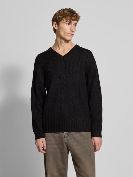 Redefined Rebel Sweter z dzianiny z prążkowanymi wykończeniami model ‘PELLE’ Czarny 4