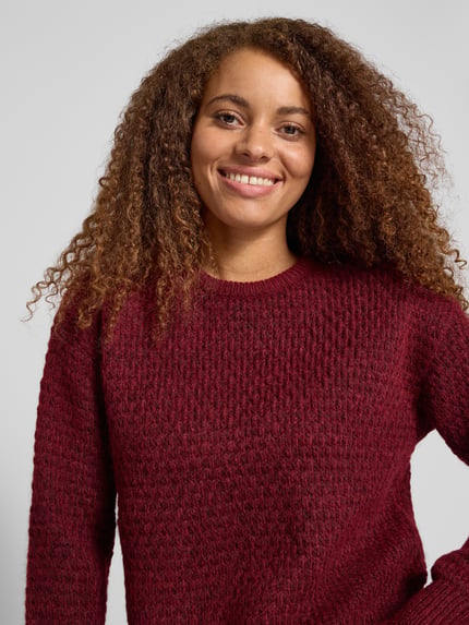 JJXX Gebreide pullover met ribboorden, model 'MILLY' Bordeaux - 3