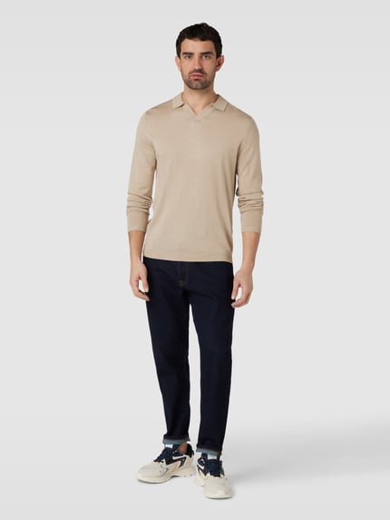 Selected Pullover mit Polokragen in unifarbenem Design Offwhite 1