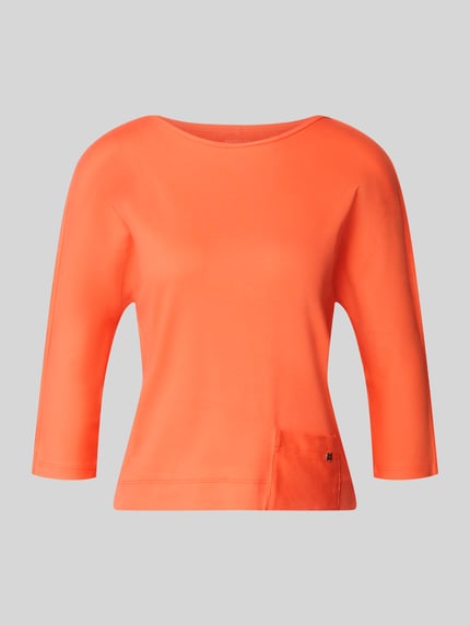Produktfoto, T-Shirt mit 3/4-Arm von Marc Cain in Orange, gerader Schnitt, U-Boot-Ausschnitt, Tasche, Baumwoll-Elasthan-Mix, neutrale Fläche