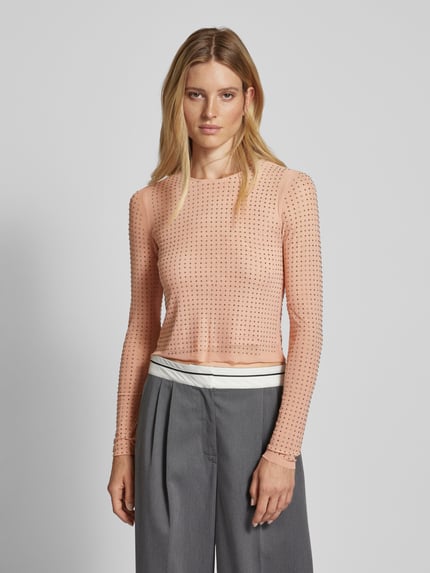 Jake*s Casual Shirt met lange mouwen en siersteentjes Roze - 4