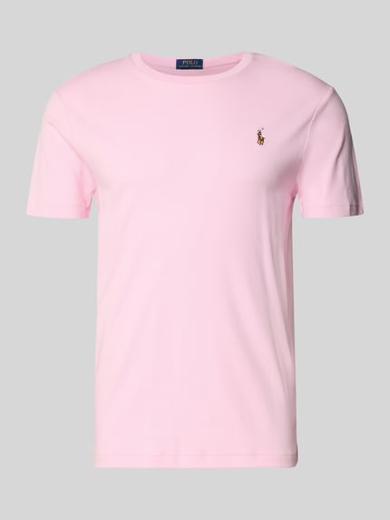Productfoto, Regular Fit T-Shirt aus reiner Baumwolle van Polo Ralph Lauren, effen roze, logo-stitching, rondhals, korte mouw, jersey, heren.