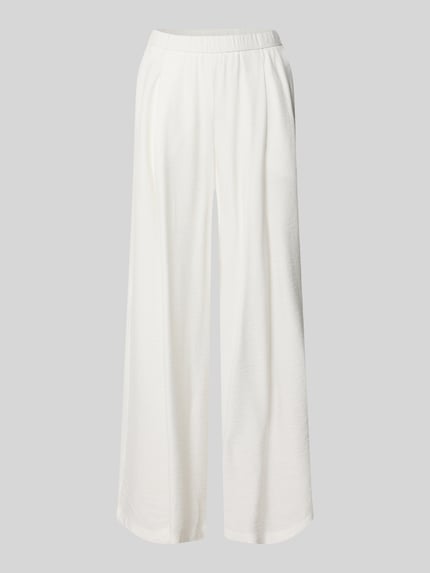 Productfoto, Wide Fit Stoffhose uit viscose-mix model 'Frencis' van STEHMANN, elastische tailleband, steekzakken, wit, gladde stof, context: dames stofhose van STEHMANN, viscose-mix, wide fit, model 'Frencis', elastische tailleband, steekzakken, taillewijdte bij maat 36: 38 cm, binnenbeenlengte bij maat 36: 77 cm.