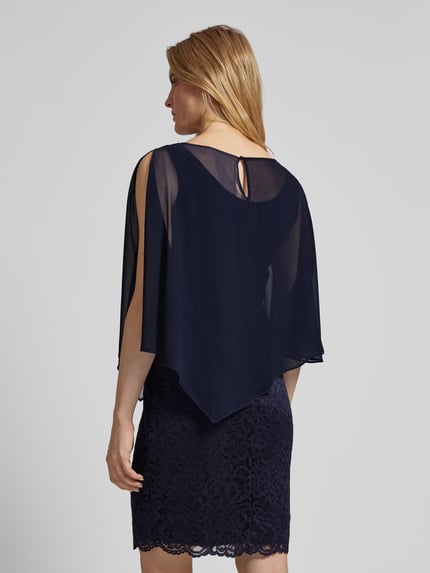 Vera Mont Knielange cocktailjurk in dubbele-laagjeslook Donkerblauw - 5