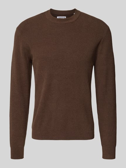 Jake*s Studio Men Sweter z dzianiny z prążkowanymi wykończeniami Czekoladowy 2