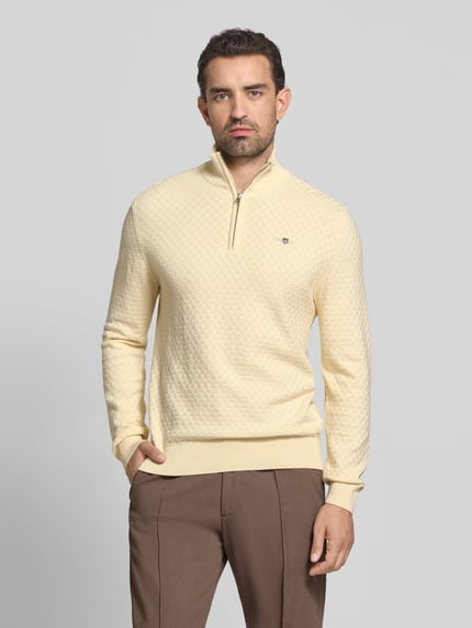 GANT Regular Fit sweter dzianinowy z czystej bawełny Złamany biały 4