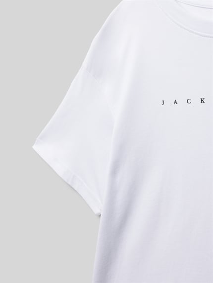 JACK & JONES T-shirt met labelprint model 'ESTAR' Wit - 2