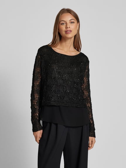 Apricot Sweter z dzianiny z cekinowym obszyciem Czarny 4