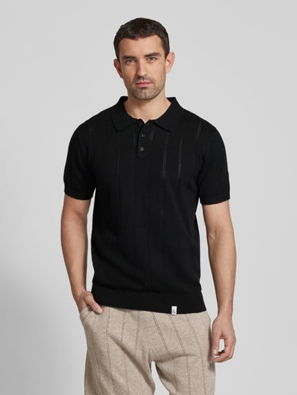 Colours & Sons Slim Fit Poloshirt mit Leinen-Anteil Black 4