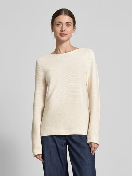 Tom Tailor Regular Fit Strickpullover aus reiner Baumwolle Beige 4