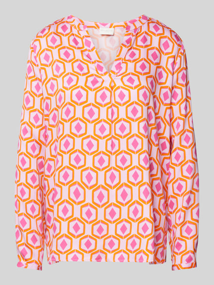 Milano Italy Regular fit blouse met tuniekkraag Lila - 2