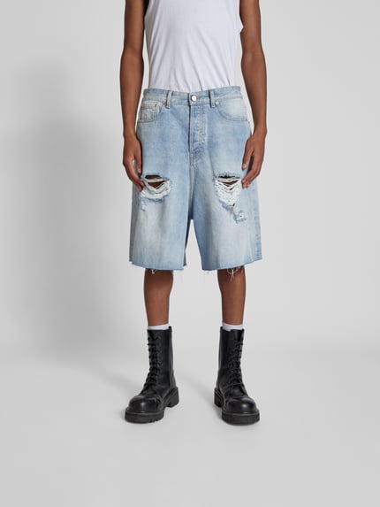 VETEMENTS Szorty jeansowe z przetarciami Niebieski 4