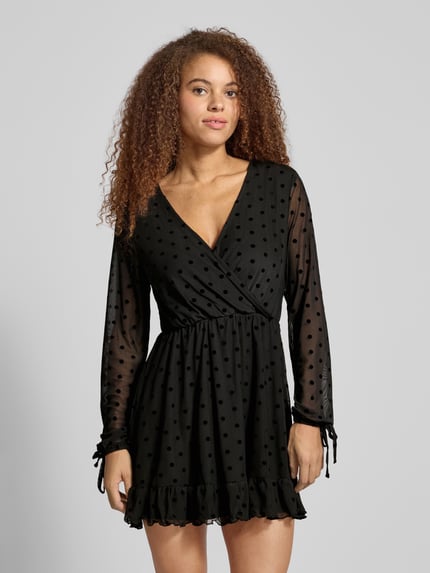 ONLY Getailleerde vrijetijdsjurk met diepe V-hals, model 'WRAP DRESS' Zwart - 4