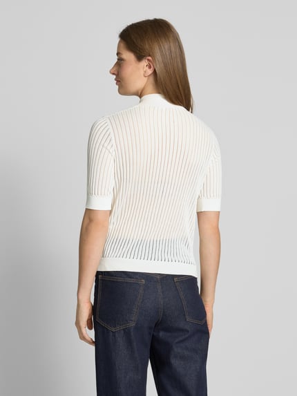 Christian Berg Woman Selection Gebreid shirt van viscosemix met polokraag Ecru - 5