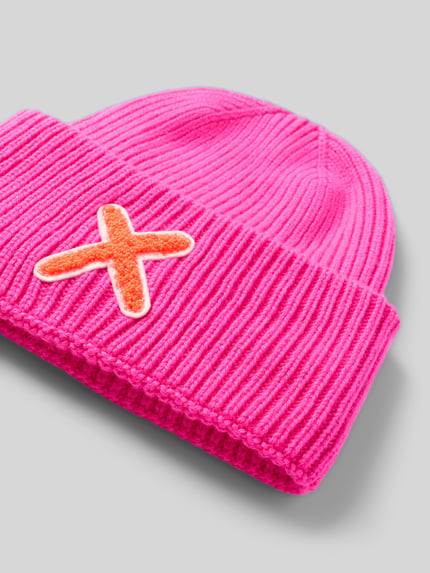 UNIO HAMBURG Mütze aus Schurwolle-Kaschmir-Mix mit Motiv-Stitching Neon Pink 2