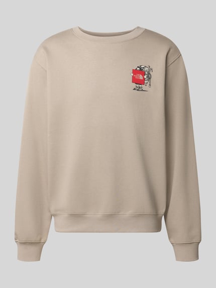 Produktfoto, Relaxed Fit Sweatshirt aus Baumwoll-Mix mit Label-Detail von The North Face in Beige, elastische Abschlüsse, Modell 'U GEAR UP GET OUT'.