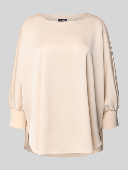 Produktfoto, Blusenshirt aus Satin mit 3/4-Arm von JOOP!, Relaxed-Fit, Modell Bine2, Rundhalsausschnitt, beige, glatte Oberfläche