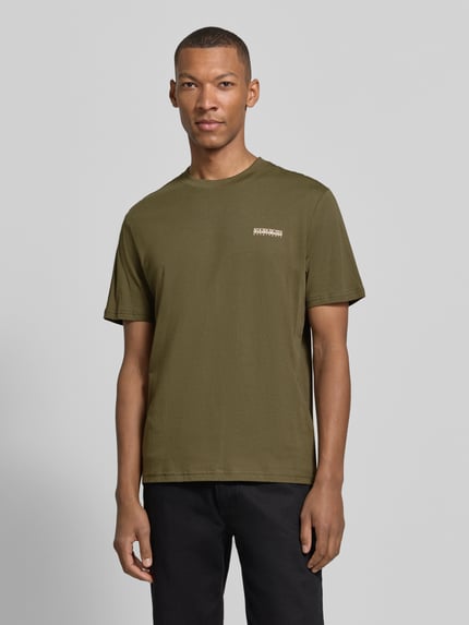 Napapijri Regular fit t-shirt met logo en ronde hals Kaki - 4