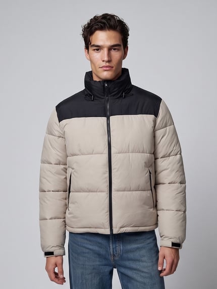 ONLY & SONS Steppjacke mit hohem Stehkragen Modell 'ONSMAVERICK' Sand 4