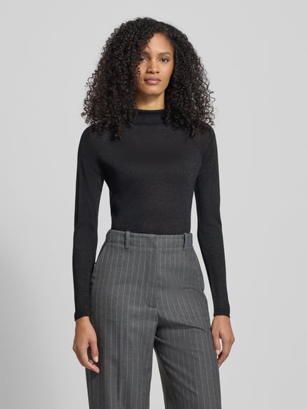Christian Berg Woman Selection Gebreide pullover van viscosemix met opstaande kraag Zwart - 4