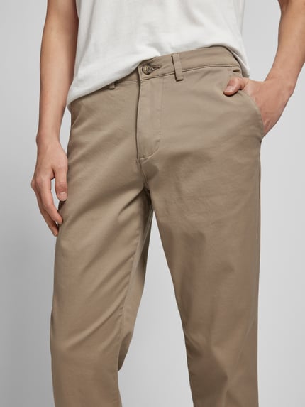 Selected Chinosy o kroju slim fit z mieszanki bawełny model 'MILES' Beżowy 3