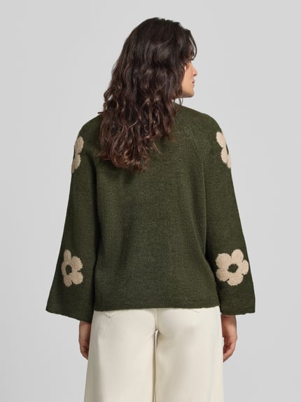 MORE & MORE Relaxed Fit Strickpullover mit Raglanärmeln Oliv 5